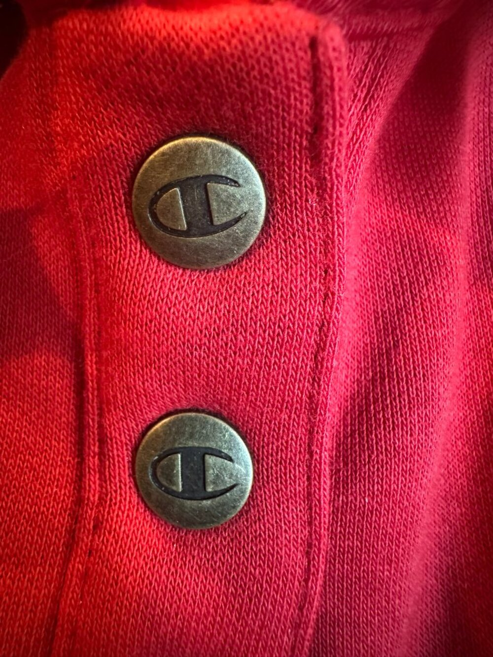 Champion Sweatshirt Women Large Red 1/4 Snap Cropped Pullover Fleece w/ Collar - Picture 11 of 14